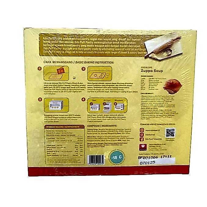 Asci- Puff Pastry Sheet Frozen Zuppa Soup Edo 375 750 Gram / Kulit Pastry Siap Pakai