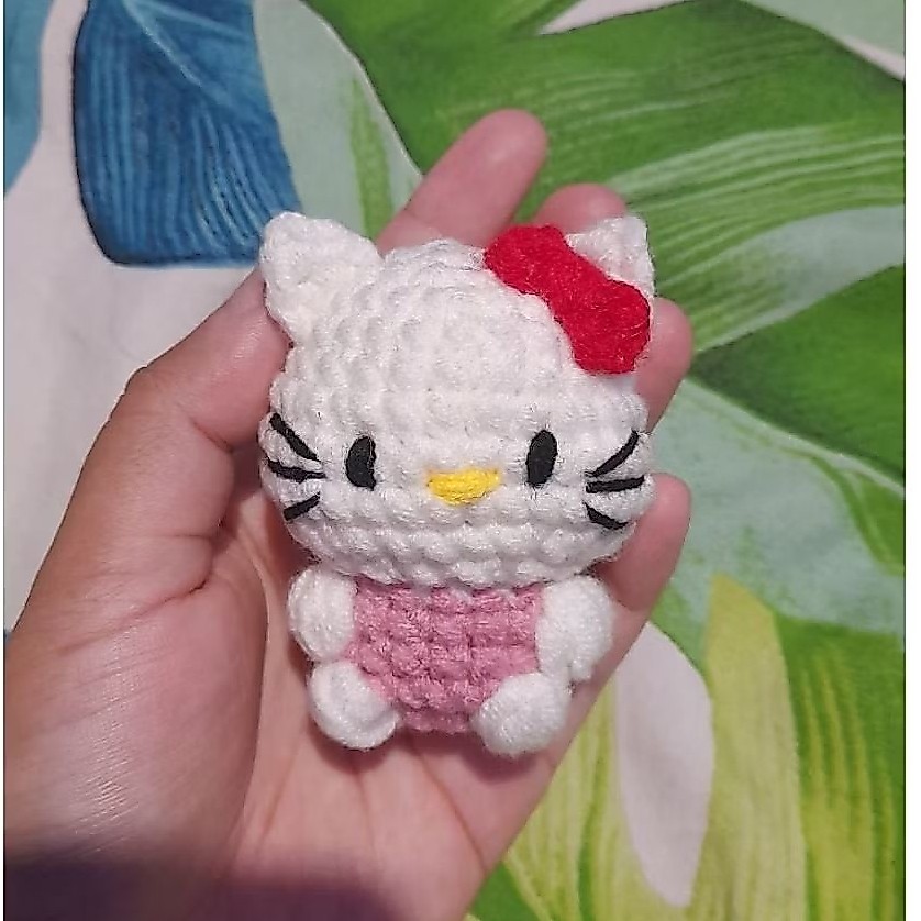 Gantungan Rajut Hello Kitty | Crochet Keychain Hello Kitty | Crochet Keychain Hello Kitty Amigurumi 
