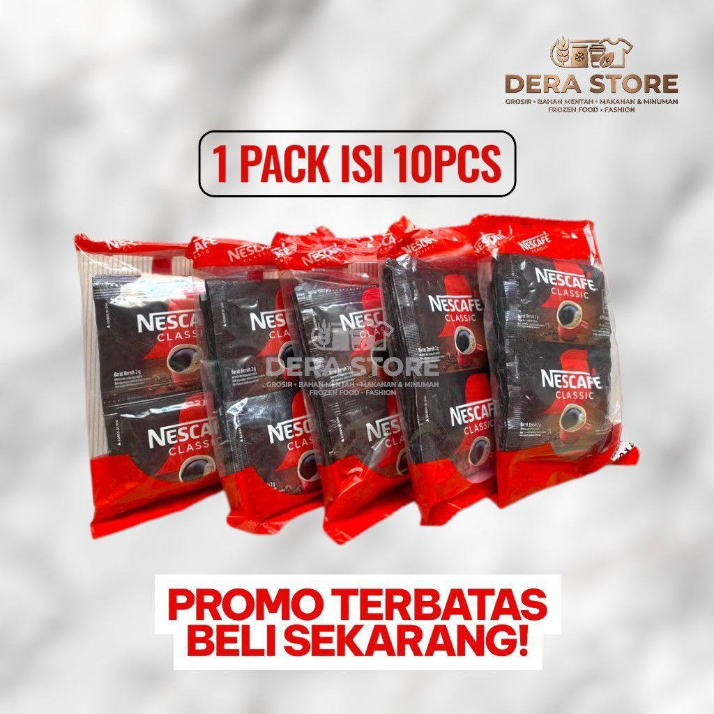 NESCAFE CLASSIC isi 10 sachet 2gr - Nescafe classic 10 sachet - Nescafe Classic Kopi Sachet