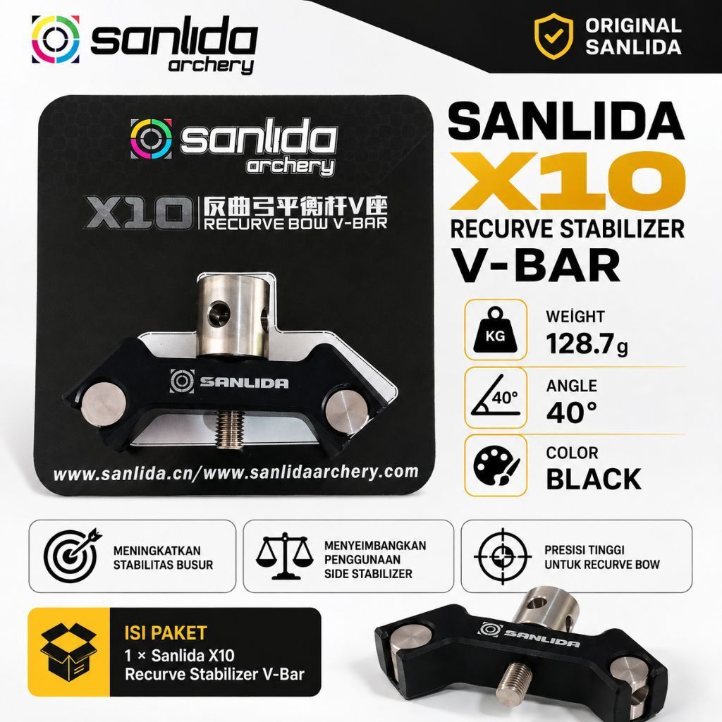 Sanlida Recurve Stabilizer V-Bar 40° Original V Bar Recurve Bow Black