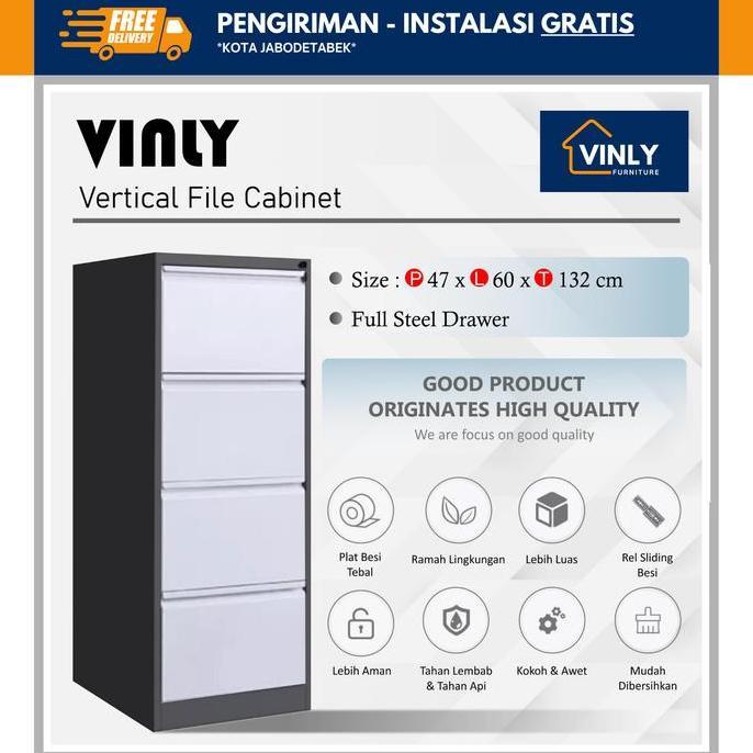 VINLY ATLAS - Laci Arsip Besi / Lemari Arsip 4 Laci