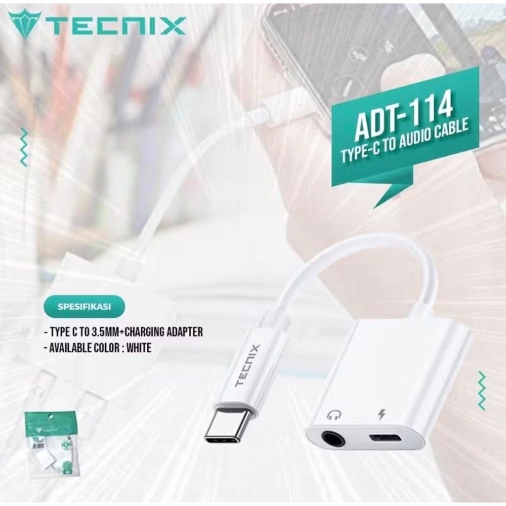 TECNIX ADT-114 Converter Audio Splitter Type C to Type C + Jack 3.5MM