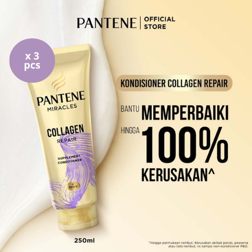 Pantene Conditioner Miracles Collagen Repair Daily Hair Supplement for Damage Care 250ml x 3