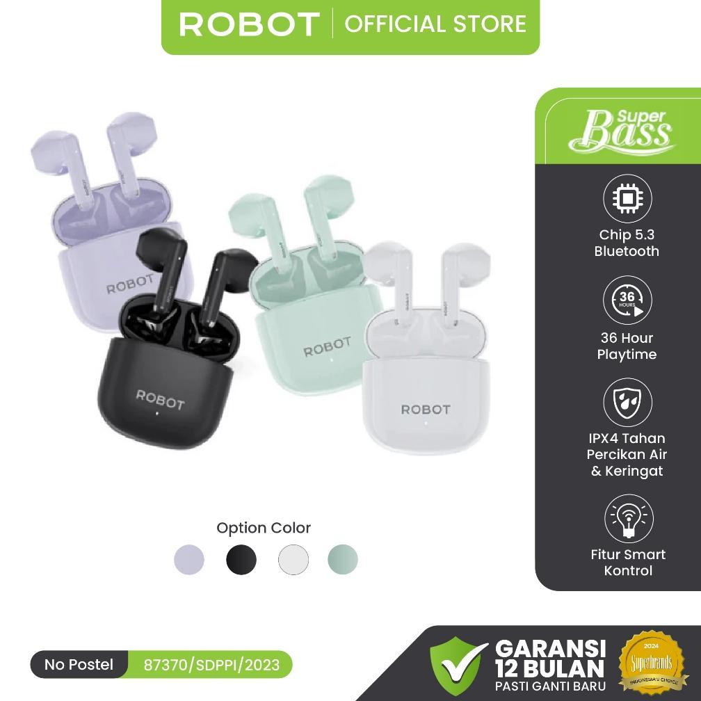 ROBOT TWS Bluetooth True Wireless Earbuds Bluetooth 5.3 Charging Case Bass Headset Bluetooth Android