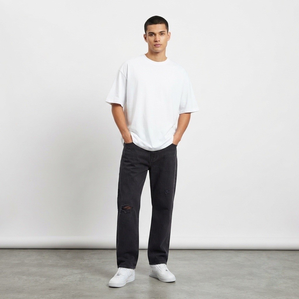 LOOSE FIT RIPPED JEANS BLACK WASH By GAP