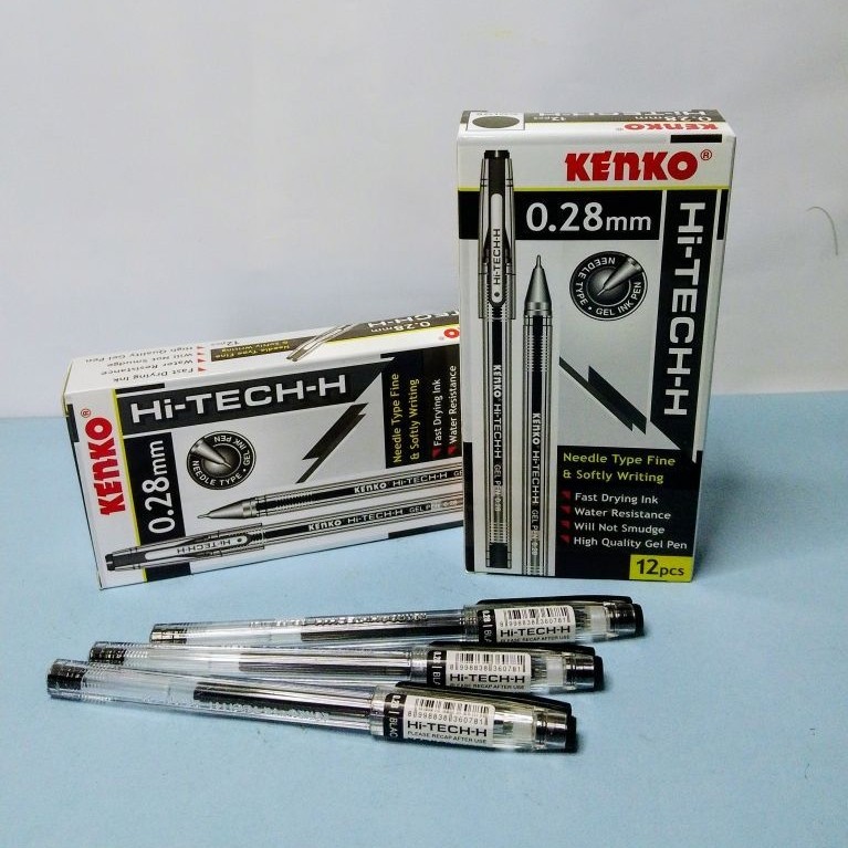 Pulpen/Pena Kenko Gel HiTech 0.28 mm | Ballpoint Gel Kenko Hi-Tech - Warna Hitam Original Hi tech