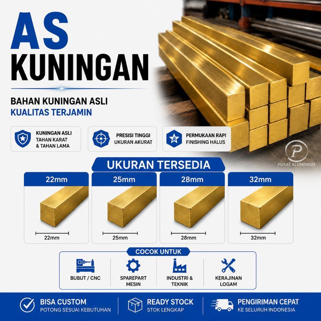 As kuningan kotak 22mm 25mm 28mm 32mm | As kotak kuningan