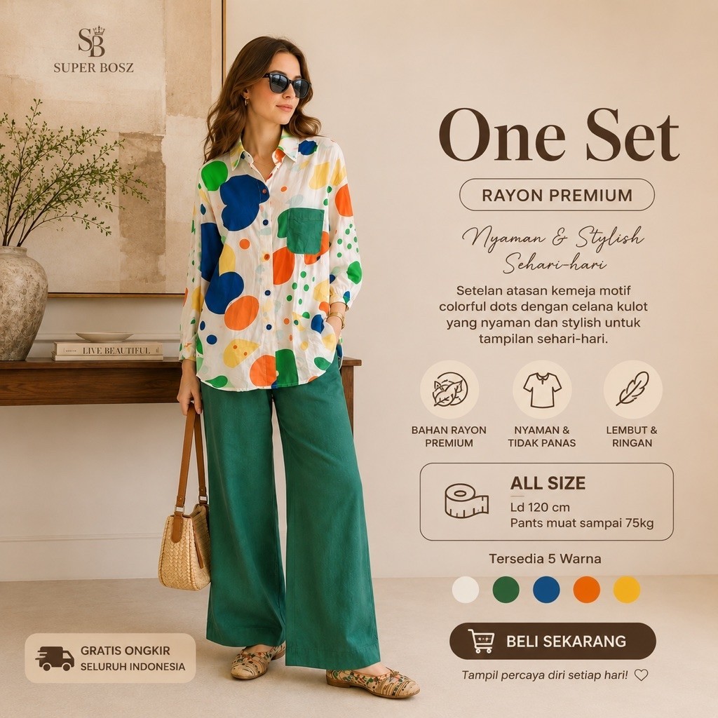 Stelan Kemeja Premium/One set wanita motif/stelan rayon premium viscose