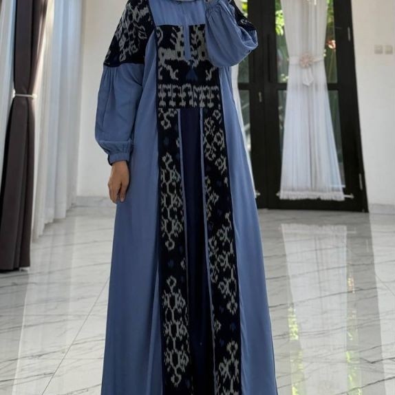 Gamis Anjani Denim Etnik/ Gamis Anjani Sale/ Gamis Lebaran Terbaru