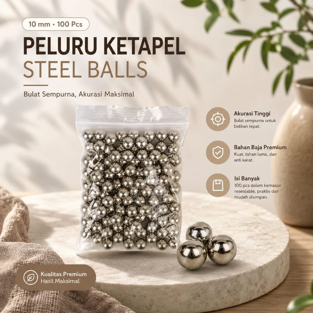 Pelor Ketapel Gotri As Tengah Sepeda Steel Ball100 PCS 10mm