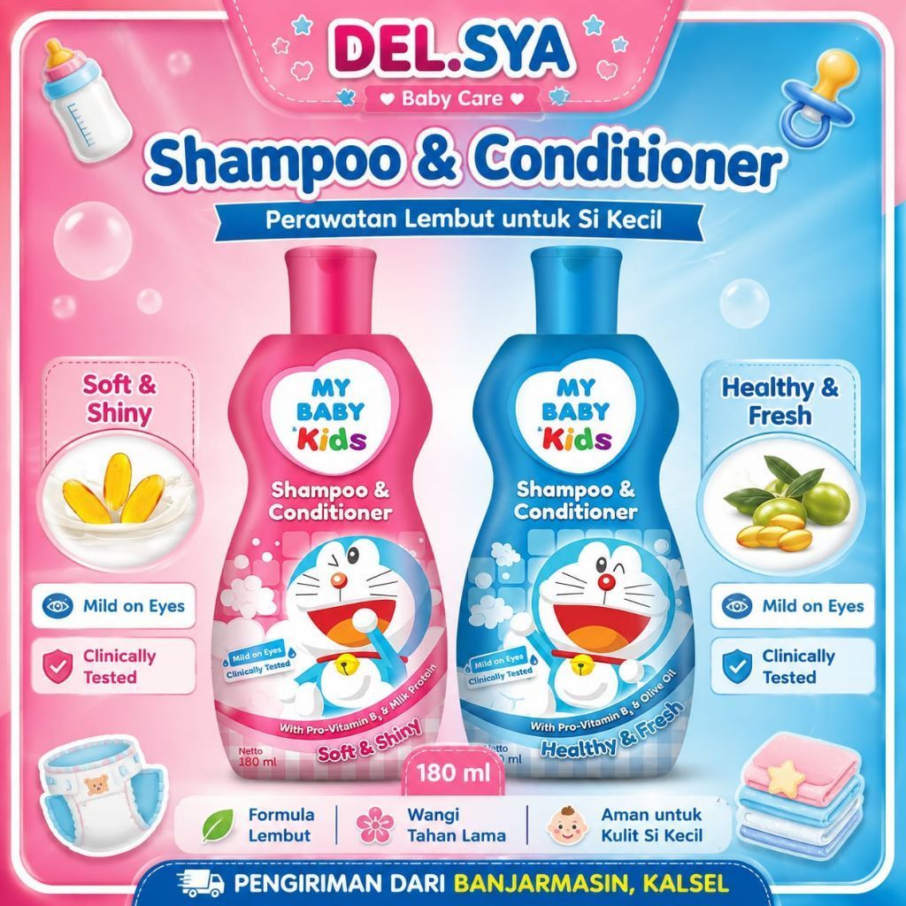 My Baby Kids Shampoo & Conditioner 180ml Anak-Anak Rambut Sehat