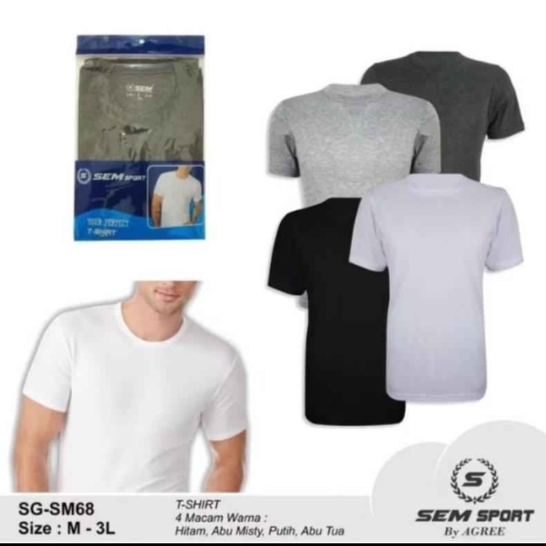 DISKON SEM SPORT Kaos Oblong Pria Kaos Dalam Pria  Kaos Oblong Sem Sport  (isi 1pcs) KEKINIAN