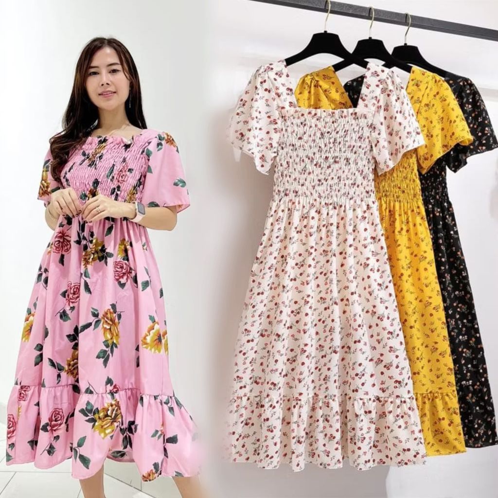 [BISA COD] Dress Natasya Motif New  Smock Dres Casual / Daster Rumahan Dewasa ABG