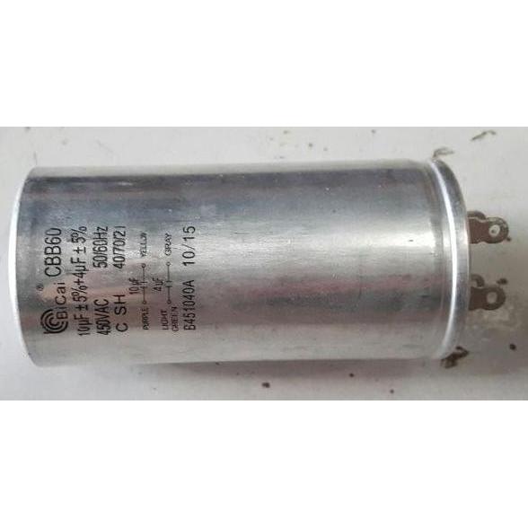 KAPASITOR MOTOR MESIN CUCI BICAI CBB60 10 + 4 UF MF ORIGINAL PACPC