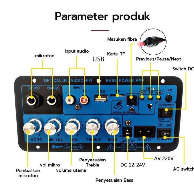 Mka_Jayadira - D60/D50/D10 Amplifier Board Audio Bluetooth Usb Radio Tf Fm Diy Subwoofer Karaoke Pow