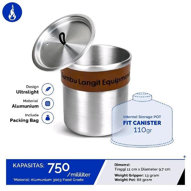 Outdoor- Sumbu Langit Alumunium Cooking Pot 750Ml