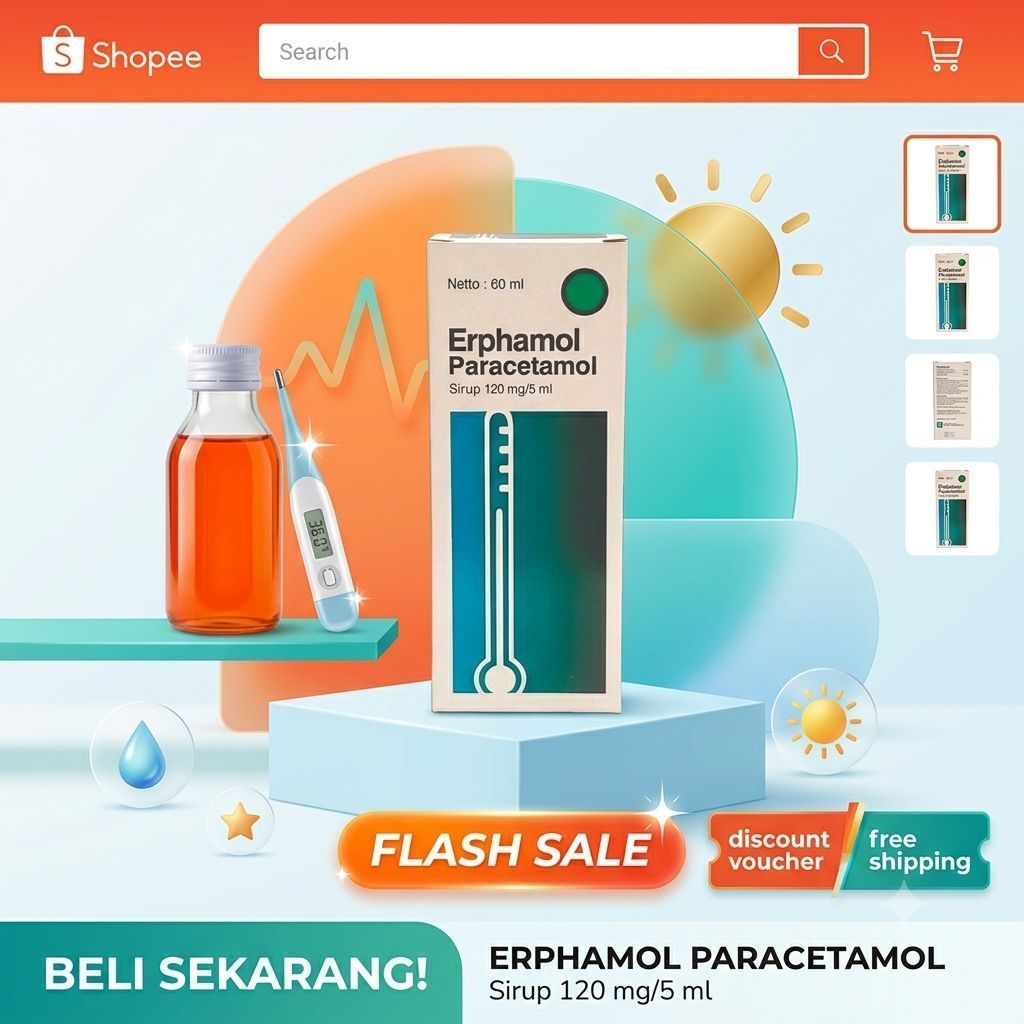 Erphamol Paracetamol Sirup 120 mg/5 ml Netto 60 ml