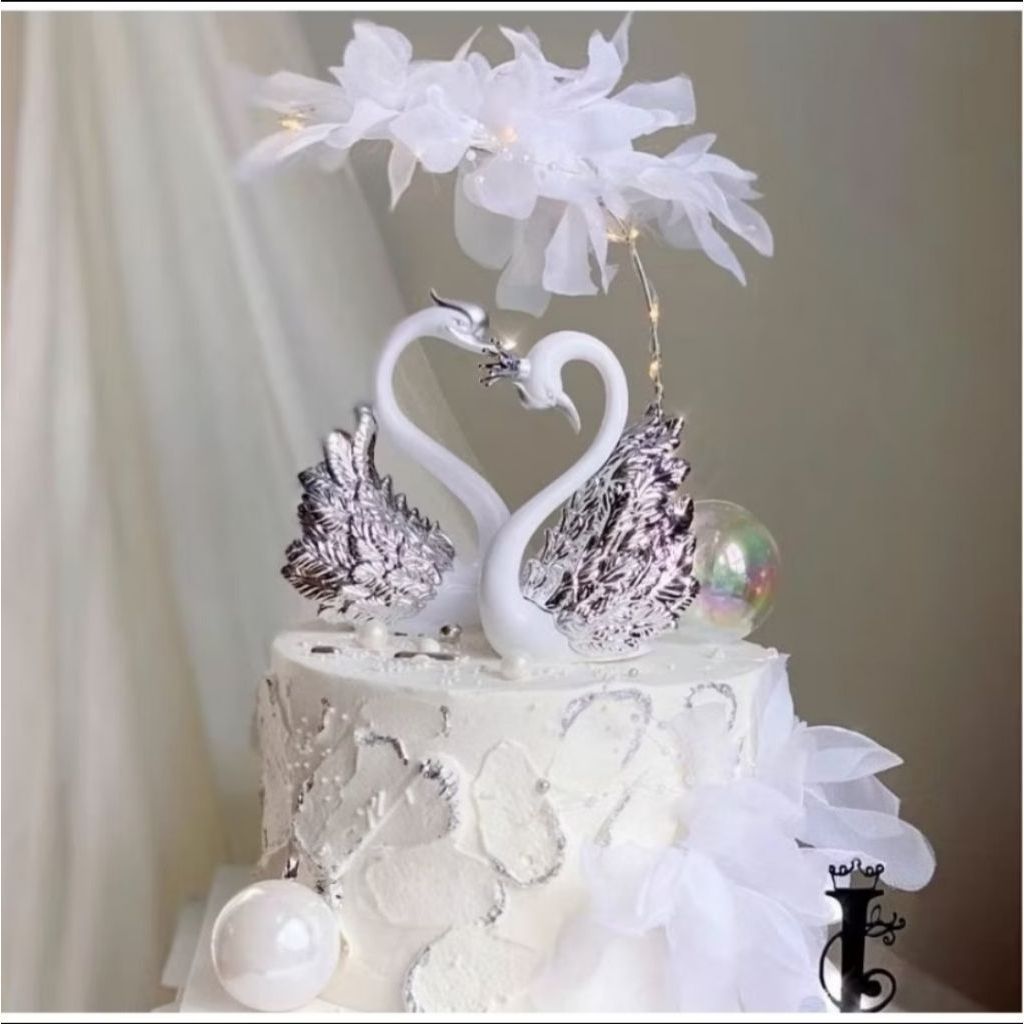(1pcs)Topper kue angsa betina dan jantan