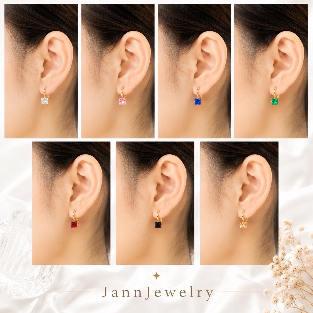 anting titanium desy kait permata anti karat&alergi gold colour 6mm