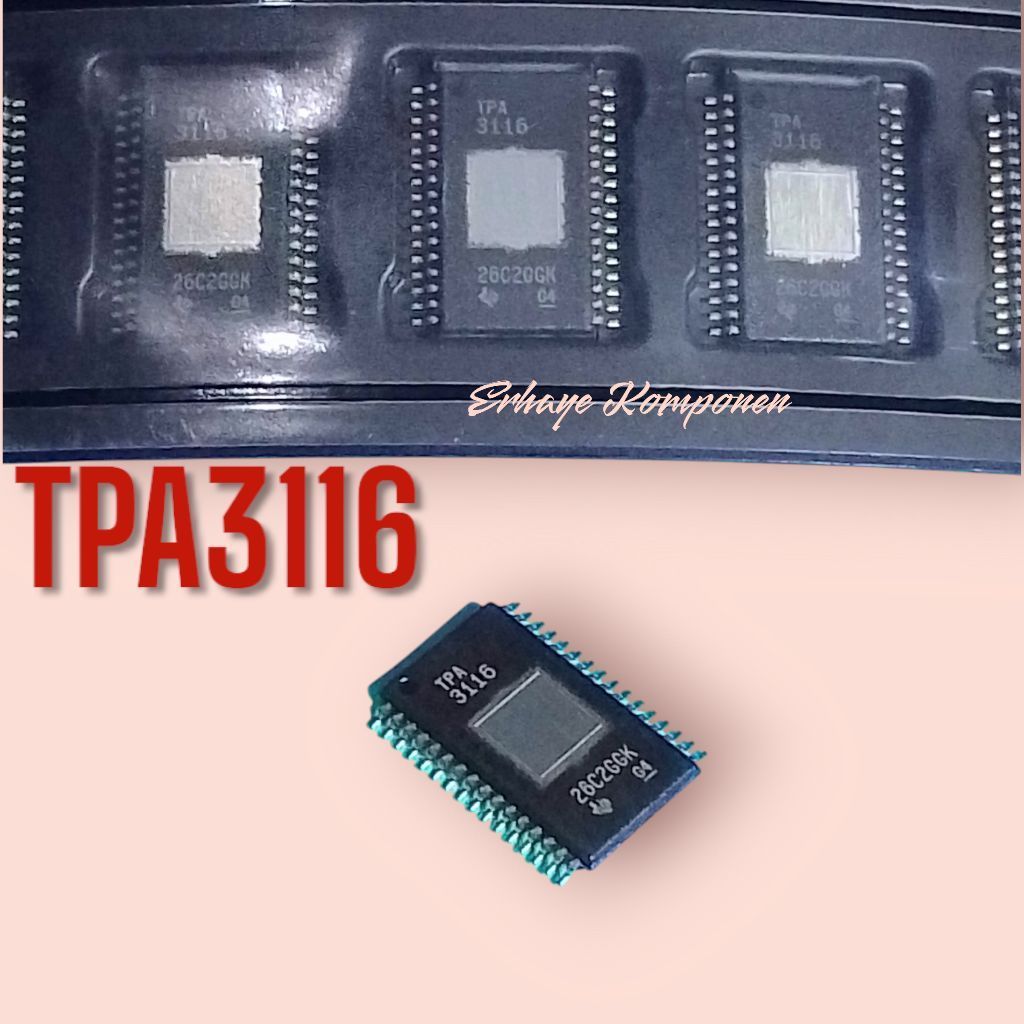 IC TPA3116 Class D 2x50W 4Ohm Original Texas Instrument.