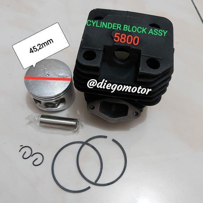 TERBARU - Cylinder block assy boringan komplit chainsaw sinso mini tipe 5800