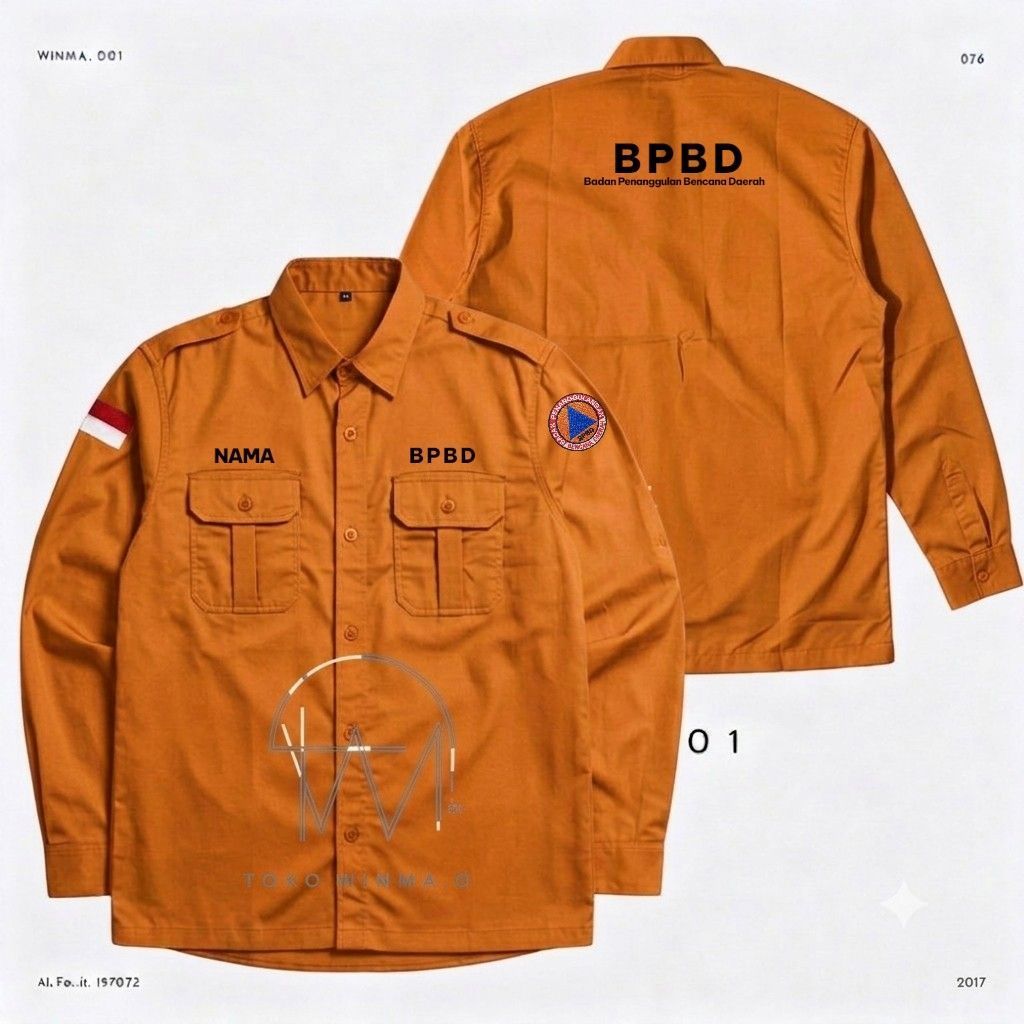 Seragam Oren BPBD (Badan Penanggulangan Bencana Daerah) Gratis Bordir Nama Dan Logo BPBD | Baju Kerj