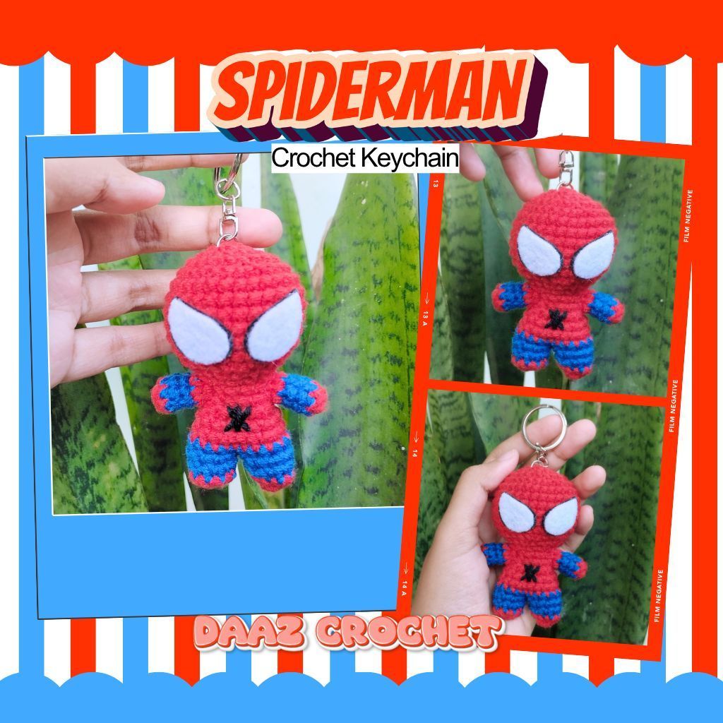 Crochet Spiderman Keychain | Crochet Marvel Spiderman Keychain | Ganci Rajut Spiderman