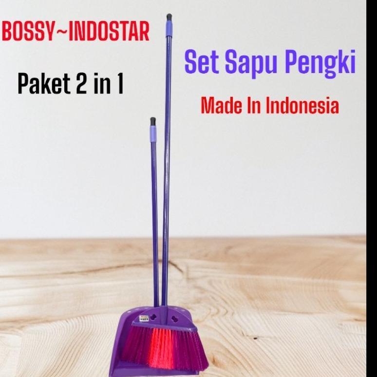 [CLENA] set sapu pengki Bossy Indostar/alat pembersih/broom set dustpan/sapu pengki 2in1