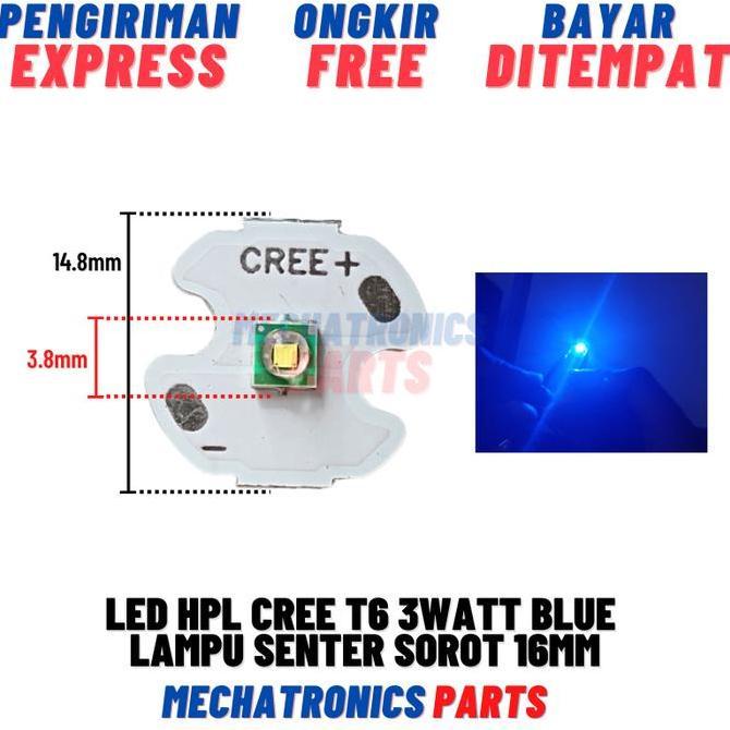 Led Hpl Cree T6 3Watt Blue Lampu Senter Sorot 16Mm