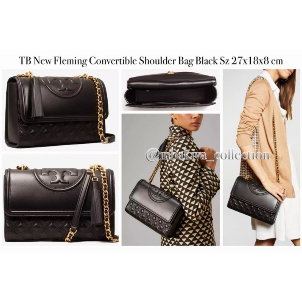 TB New Fleming Convertible Shoulder Bag Black