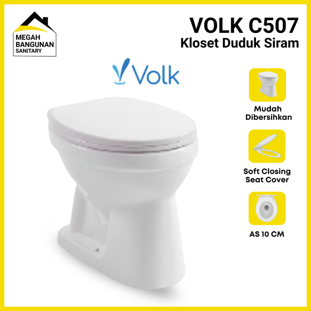 Volk Closet Kloset Toilet Duduk Siram Manual WC Volk Clematis C507 One Piece White Kloset Duduk Sira