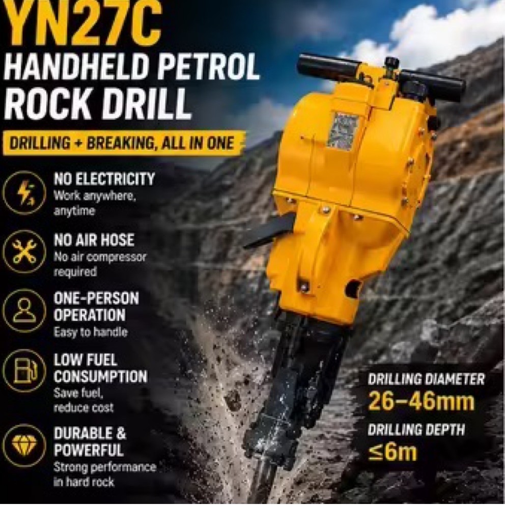 Mesin Bor Tambang YN27C Portable Rock Drill Mesin Bor Batu Bensin Handheld