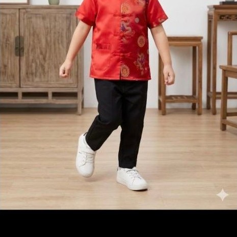 Kemeja anak laki - laki  Qibao cheongsam naga bahan silk tebal