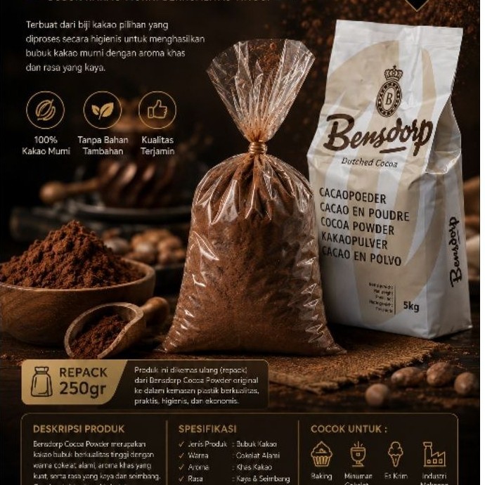 Bensdorp Cocoa Powder 250gram Coklat Bubuk Bensdorp Cokelat Bubuk Premium Bensdorp Cocoa