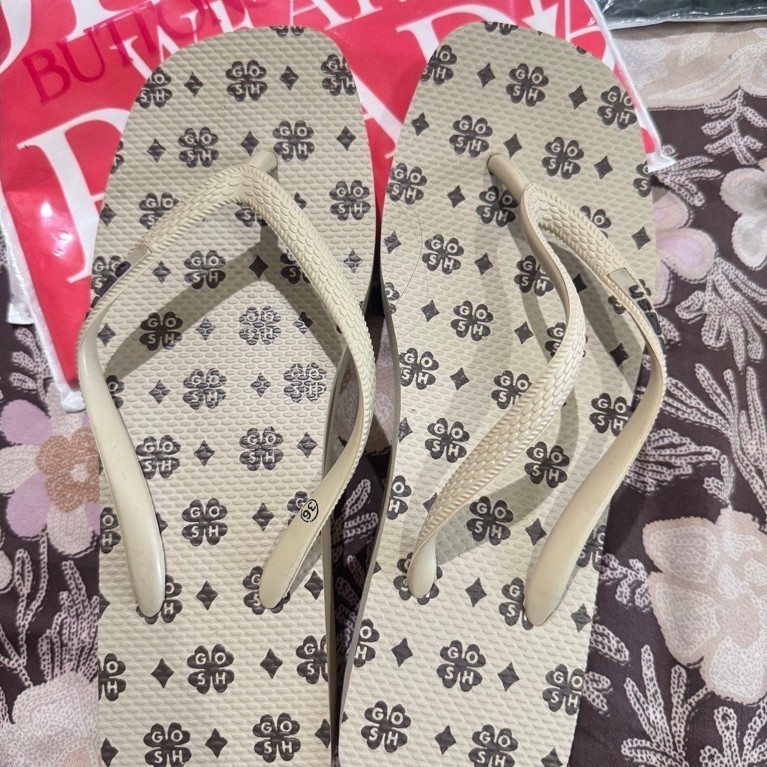SANDAL PLATFORM FLIP FLOP GOSH BUKAN BUTTONSCARVES BS MONOGRAM NEW BUKAN SECOND BEKAS PRELOVED BALIK