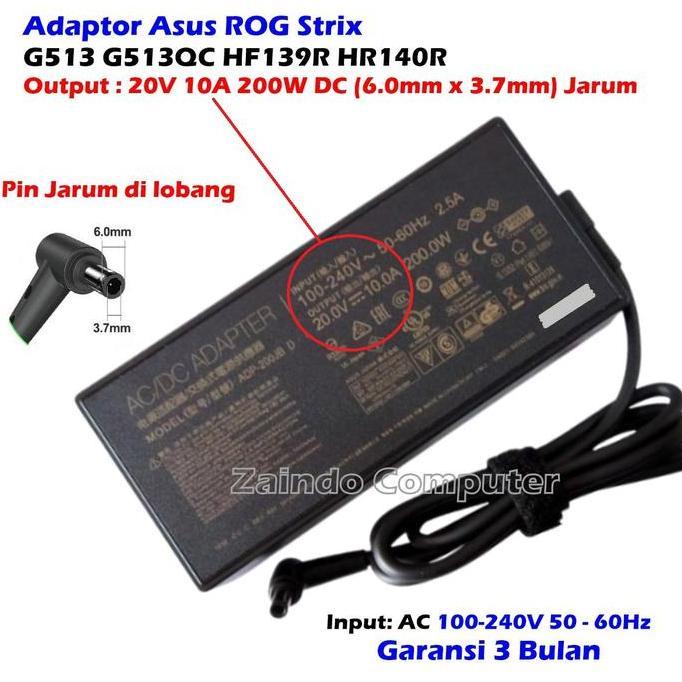 ADAPTOR ASUS ROG STRIX 20V 10A 200W (6.0MM X 3.7MM) G15 G513IE-HN046T G513IE-HN089W G513QC-HN120T G5