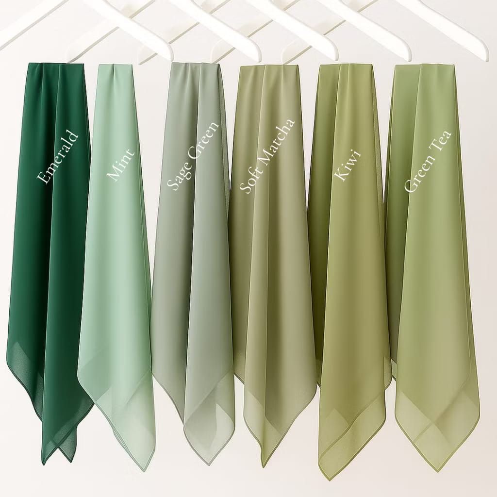 Hijab Segiempat Bella SQuare premium Hijab PolyCotton Warna Emeral,Mint,Sage Green,Soft Matcha,Kiwi,