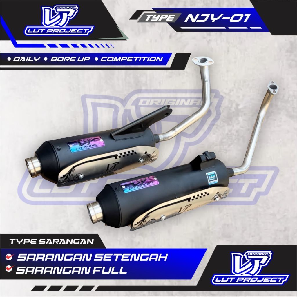 Knalpot Standar Racing Type NJY-01 Original Lutproject Moncong Cincin suara Bass Adem Dan Gahar Untu