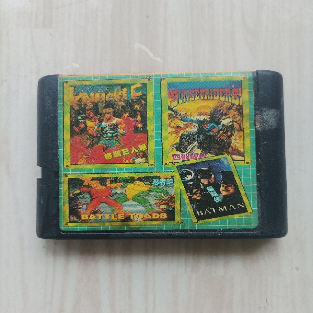 Kaset Sega Mega Drive Super 4 in 1 Batman Bare Knuckle Sunset Rider Battle Toad