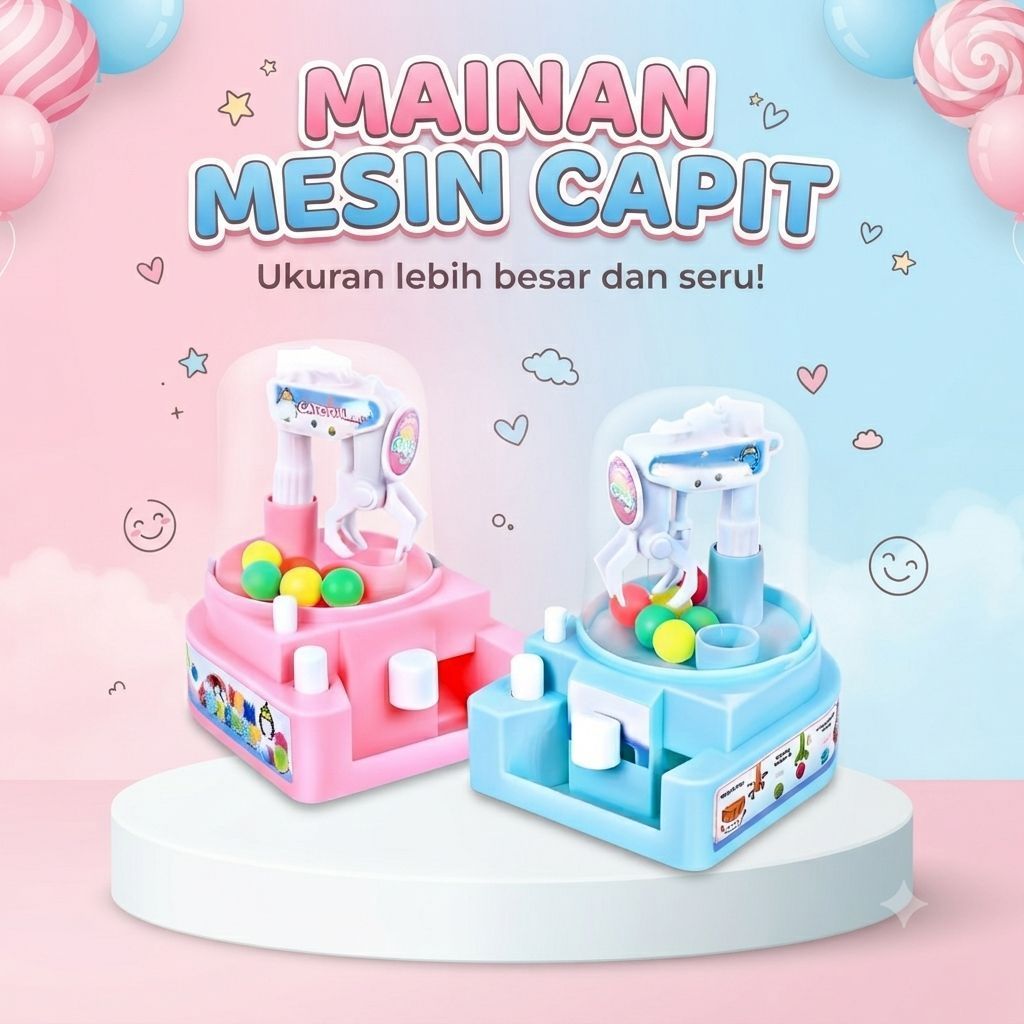 Mainan Mesin Capit Lebih Besar dengan 10 Bola