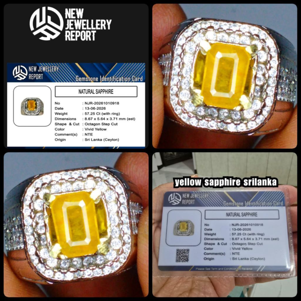 cincin batu pria yellow sapphire asli Ceylon NTE