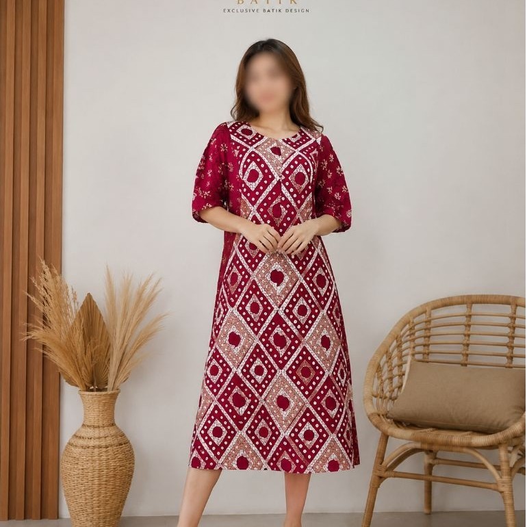 SALE Daster Batik Cap LD 110  – Daster Batik Pekalongan Motif Sunan Rayon Santung Adem Busui Friendl