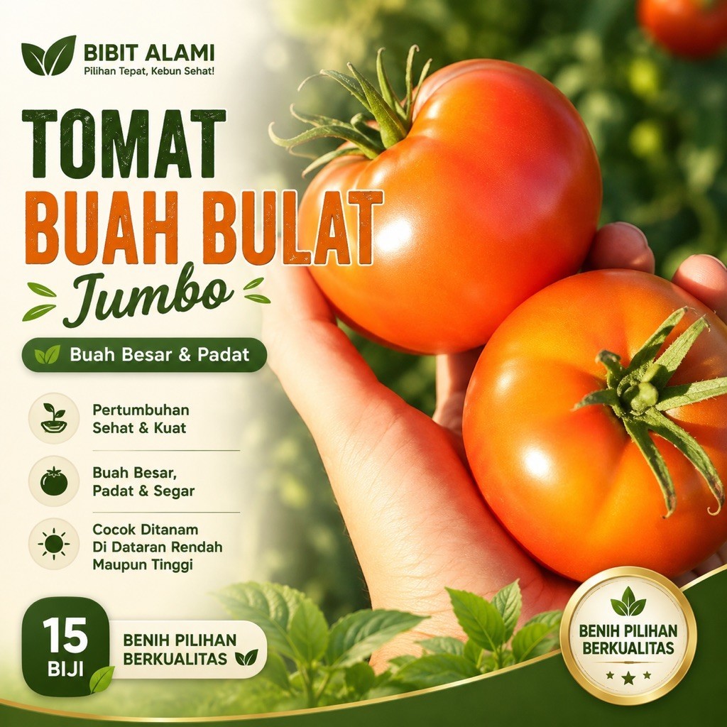15 Biji - Benih TOMAT BUAH BULAT Jumbo - Tomat jumbo untuk ukuran tomat buah