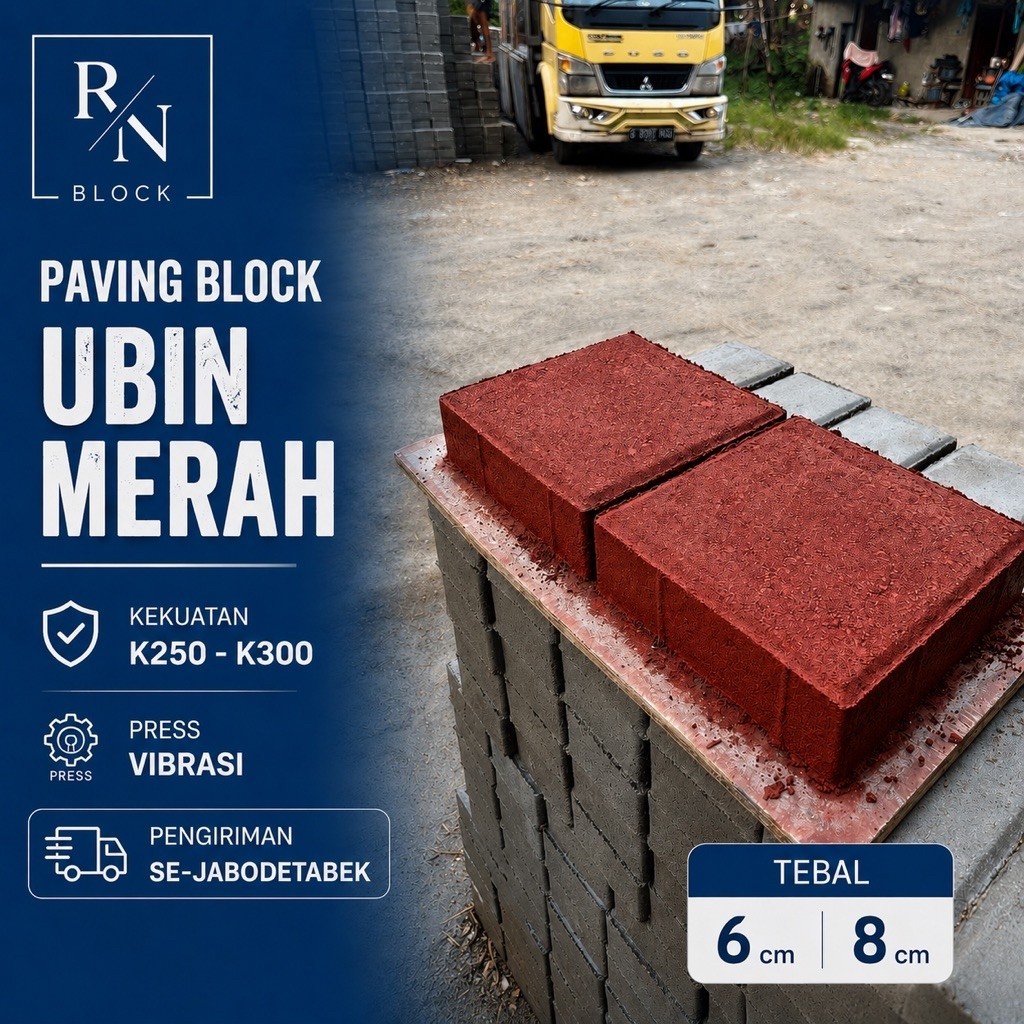Paving Block Ubin Merah | Konblock Vibrasi