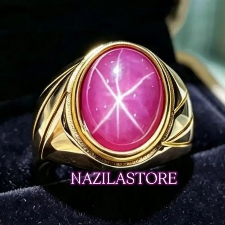 CINCIN BATU PERMATA PINK RUBY STAR 6 SUPER MEWAH