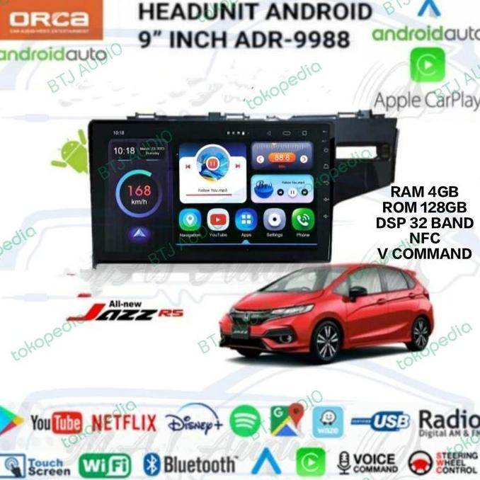 Wexx- Head Unit Tape Mobil Android Orca Oem Honda Jazz Rs Layar 9" Dan 10"