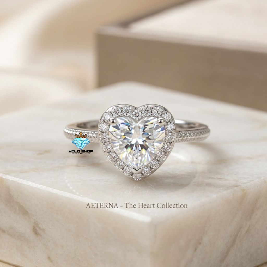 Cincin Wanita Permata Model Hati Ring Titanium Super Mewah