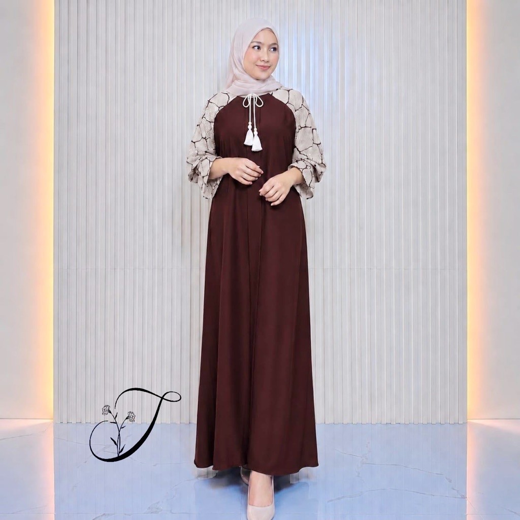 Gamis Alena Terbaru Dress wanita Busui Frendly Daster jumbo Rayon Kekinian