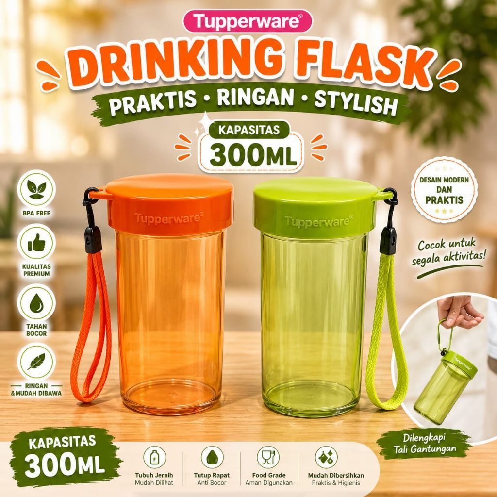 botol drinking flask 300 ml tupperware tumbler kristal