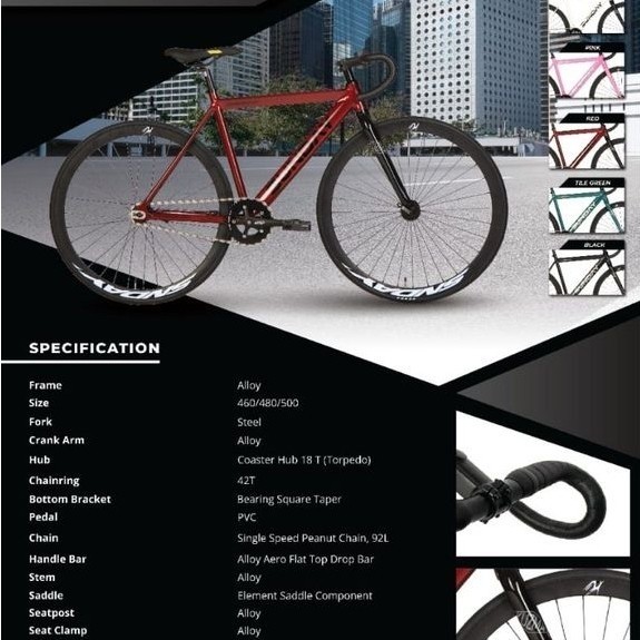 SEPEDA BALAP FIXIE ROADBIKE CITYBIKE FRAME ALLOY ELEMENT FX SUNDAY KZM EDS ORIGINAL ASLI MURAH MAINA